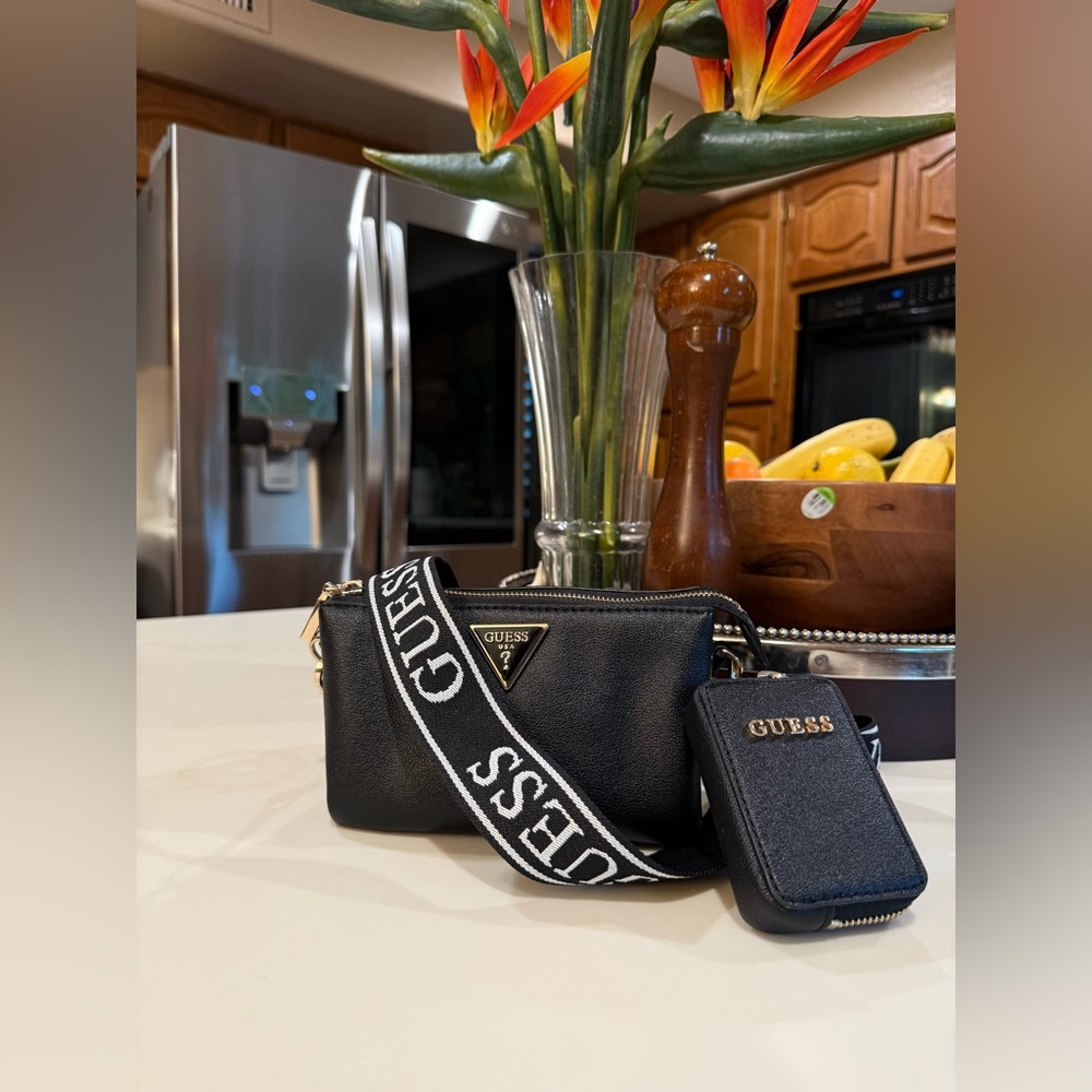 GUESS Latona Mini Triple Compartment Wristlet Crossbody Bag